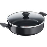 Tefal Titanyum Kaplama 24 cm Kısa Tencere - Yapışmaz Taban, Premium Pişirme - Siyah