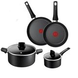 Tefal Titanyum Taş İndüksiyon Yapışmaz Kaplama, 4 Parçalı Set: Kızartma Tavası 20/26 Cm, Tencere 16 Cm Ve Tencere 24 Cm + Kapak, Yüksek Performanslı Yapışmaz Kaplama, Metal Kasa, Tümü