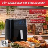 Tefal Xxl 6,5 Litre Geniş Hacimli 3'ü 1 Arada + Buhar Teknolojisi 7 Otomatik Program Easy Fry Fritöz + Onerous Mutfak Tartısı - Siyah