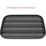 Teflon Kaplamalı Baget Ekmek Tepsisi GN 11 32,5×53 cm 32x53 4 Gözlü - Siyah