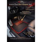 Tegin Mat Designer Of Cars Audi A3 2012-2020 Kaymaz Tabanlı Premium Siyah Deri Kırmızı Kenar Paspas