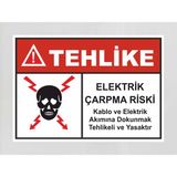 Tehlike Elektrik Çarpma Riski - Uyarı Tabela Levhası 24X34 cm Polikarbon - 1 Adet - 24 x 34 cm