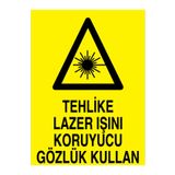 Tehlike Lazer Işını Koruyucu Gözlük Kullan Uyarı Tabelası - 35x50 Alüminyum Kompozit Panel - RLI5
