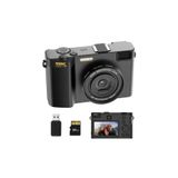 TEK 5K Dijital Kamera, 64MP, 16x Zum, Fotoğraf Makinesi, Video Kamera, 64GB Micro-SD Kart Dahil, Siyah