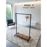 Tek Ahşap Raflı Konfeksiyon Ayaklı Elbise Askılık 150X150X45 - Seçenek 1