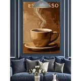 Tek Bir Kahve Fincanı Espresso Yazısı Dekoratif Kanvas - Mdf Ahşap Tablo