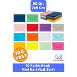 Tek Çatı Renkli Zarf Küçük Zarf Oyun Zarfı Minik Renkli Doğum Günü Zarfı 100 Adet 7x9 Cm Boyut