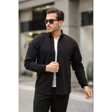 Tek Cepli Oversize Gabardin Kumaş Erkek Gömlek - Siyah