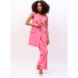 Tek Düğmeli Salaş Yelek & Bol Paça Pantolon Takım-Pembe - 8 Drop (Uzun-Dar Kalıp) - 36