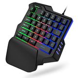 Tek El RGB Oyun Klavyesi, USB Kablolu Gökkuşağı Harfleri Parlayan Tek El Klavyesi Bilek Desteği Multimedya Tuşları, Arkadan Aydınlatmalı Ergonomik Mekanik Hissi Veren Klavye Oyun için