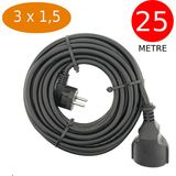 Tek-İş 25 Metre Uzatma Kablosu 3 x 1,5 mm Ttr Bakır Kablo Erkek Fiş Dişi Fiş Baskılı Seyyar Ara Kablo
