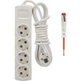 Tek-İş 3 m Topraklı 4'lü Priz + Kontrol Kalemi