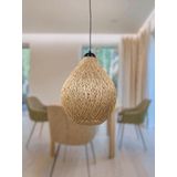 Tek-İş 30 cm x 36 cm x 96 Rustik Jüt Halatlı Sarkıt Lamba Avize Keten Ip Başlık Küre Top Sarkıt Avize Damla