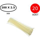 Tek-İş Kablo Bağı Cırt Kelepçe 200 mm x 2.5 mm Beyaz 20 Adet