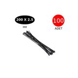 Tek-İş Plastik Kablo Bağı Cırt Kelepçe 200 mm x 2.5 mm Siyah 100 Adet