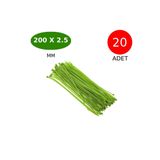Tek-İş Plastik Kablo Bağı Cırt Kelepçe 200 mm x 2.5 mm Yeşil 20 Adet