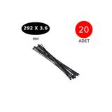 Tek-İş Plastik Kablo Bağı Cırt Kelepçe 292 mm x 3.6 mm Siyah 20 Adet