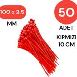 Tek-İş Plastik Kablo Bağı Klipsi Cırt Kelepçe 100 mm x 2.5 mm Kırmızı 50 Adet