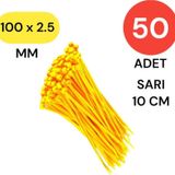 Tek-İş Plastik Kablo Bağı Klipsi Cırt Kelepçe 100 mm x 2.5 mm Sarı 50 Adet