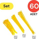 Tek-İş Plastik Kablo Bağı Klipsi Cırt Kelepçe Set 100-150-200 x 2.5 mm Sarı (20 x 3) 60 Adet