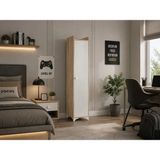 Tek Kapaklı Ergonomik Gardrop Genç Odası Dolabı - Beyaz - Sonomo - Gri