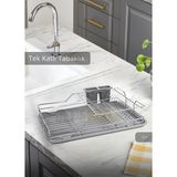 Tek Katlı Bulaşıklık Tezgah Üstü Tabaklık Bpa Free Bulaşık Sepeti Gri