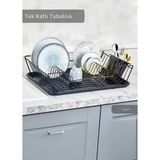 Tek Katlı Bulaşıklık Tezgah Üstü Tabaklık Bpa Free Bulaşık Sepeti Siyah