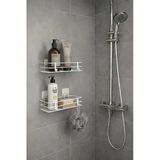 Tek Katlı Duş Rafı – Kancalı Banyo Şampuanlık & Organizer 2 Adet Beyaz Tş-01