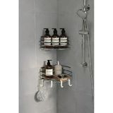 Tek Katlı Köşe Duş Rafı – Kancalı Banyo Şampuanlık & Organizer 2 Adet Krom Tk-01