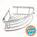 Tek Katlı Krom Şampuanlık 18x18 cm Vida Dahil Banyo Lavabo Köşe Rafı Metal Tekli