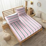 Tek Kişilik 90X190 Cm Kumaş Lastikli Çarşaf Seti - Pembe Zikzaklı