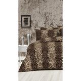 Tek Kişilik Çarşafı Lastikli Nevresim Takımı Leopar Desen - Bej - 160 x 220 cm