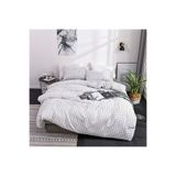 Tek Kişilik Çarşafı Lastikli Pamuklu Nevresim Takımı, Siyah - Beyaz