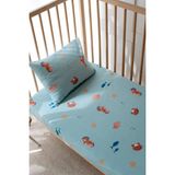 Tek Kişilik, Çocuk Lastikli Çarşaf Takımı, %100 Pamuk Saten - Happy Ocean - Çok Renkli - 90 x 200
