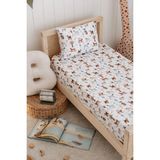Tek Kişilik, Çocuk Lastikli Çarşaf Takımı, %100 Pamuk Saten - Köpekler - Çok Renkli - 90 x 200