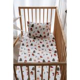 Tek Kişilik, Çocuk Lastikli Çarşaf Takımı, %100 Pamuk Saten - Santa - Çok Renkli - 80 x 180