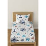 Tek Kişilik Desenli Lastikli Çarşaf Seti 120X200 cm + 1 Yastık Kılıfı 50X70 - 120 x 200 - Açık Mavi