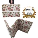 Tek Kişilik Katlanır Yer Yatağı Sünger Yatak Katlanır Yatak Ingiliz Gülü 80X180 Cm-6 cm - Çok Renkli - 80 x 180 x 6 cm
