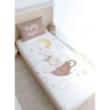 Tek Kişilik Lastikli Çarşaf Seti - Pure Baby Serisi - Bir Fincanda Tavşan