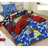Tek Kişilik Lastikli Çarşaflı Nevresim Takımı Şimşek - 160 x 220 cm - Mavi