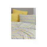 Tek Kişilik Lastikli Nevresim Takımı 160X220 - Sarı Zikzak Desenli