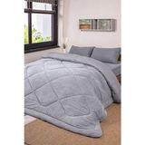 Tek Kişilik Lüks Welsoft Yorgan | Çift Taraflı Pamuklu Yumuşak Yorgan 155x215 cm Silikon Dolgu - 155 x 215 cm - Gri