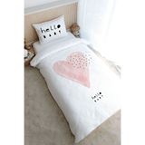 Tek Kişilik Nevresim Takımı (160x220) - Pure Baby Serisi - Pembe Romantik Kalp