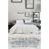 Tek Kişilik Nevresim Takımı, Lastikli Çarşaflı Nevresim Set, Lüks Nevresim Set, Pamuklu Nevresim Set - 160 x 220 cm - Beyaz