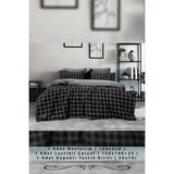 Tek Kişilik Nevresim Takımı, Lastikli Çarşaflı Nevresim Set, Lüks Nevresim Set, Pamuklu Nevresim Set - 160 x 220 cm - Siyah
