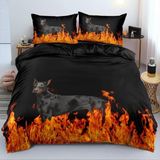 Tek Kişilik Nevresim Takımı Siyah Doberman Pinscher Çocuklar Için Yorgan Kılıfı Yumuşak Hip - Renkli - 100 x 100 cm