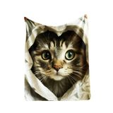 TEK KİŞİLİK ORGANİK PAMUKLU POLAR 150 CM * 224 CM. TV BATTANİYESİ KOLTUK YATAK ÖRTÜSÜ KEDİ TEKİR CAT
