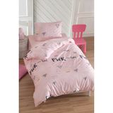 Tek Kişilik Pamuklu Nevresim Takımı 3 Parça – Power Desen – Pembe / Yumuşak Dokulu - 160 x 200 cm