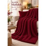 Tek Kişilik Peluş TV Diz Battaniyesi 100x175 cm (Bordo)