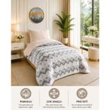 Tek Kişilik Pike Çift Taraflı Kapitone Pike ve Yatak Örtüsü Takımı – 160x230 cm Desenli (Çarşafsız) (Bej, Tek)